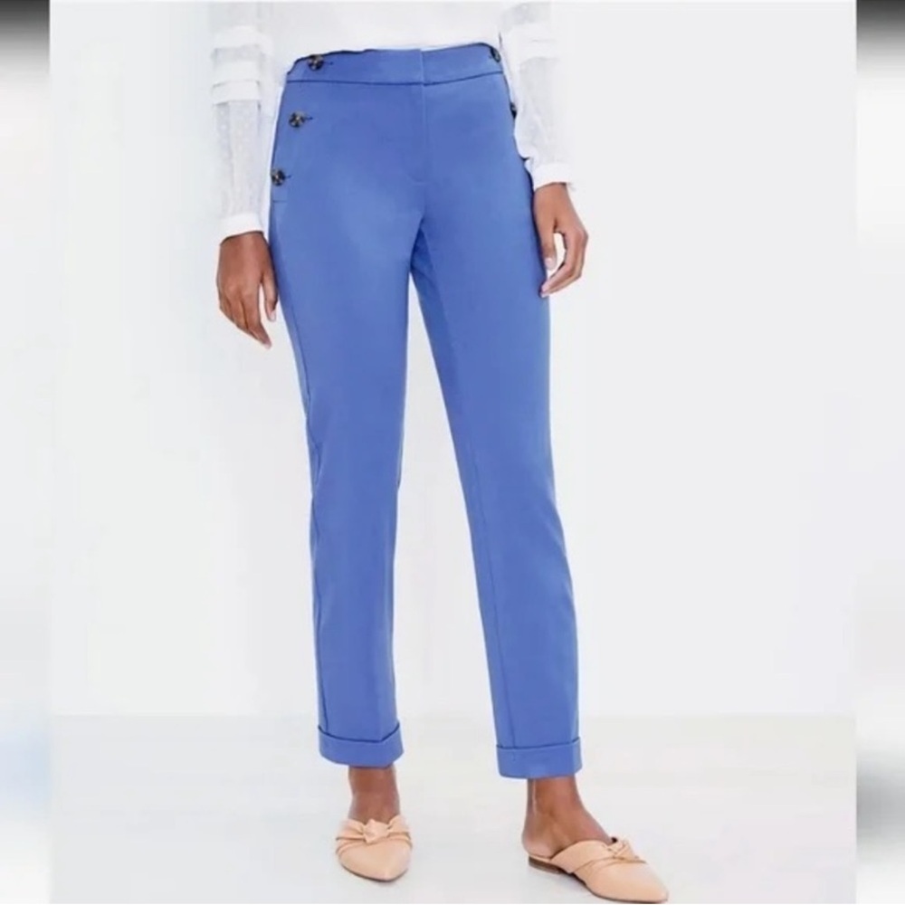 LOFT Blue Sailor Button Front Dress Pants Size 16